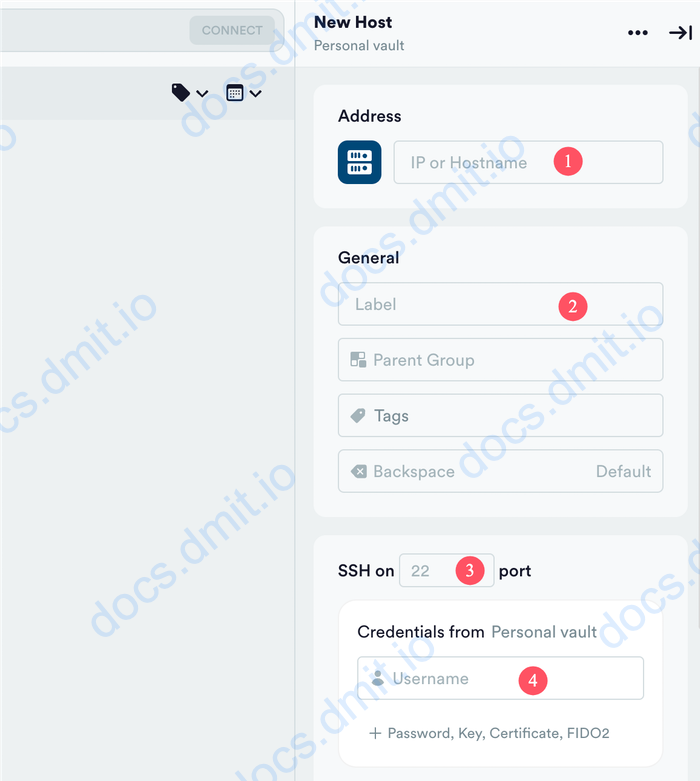 Termius Configure Host Information